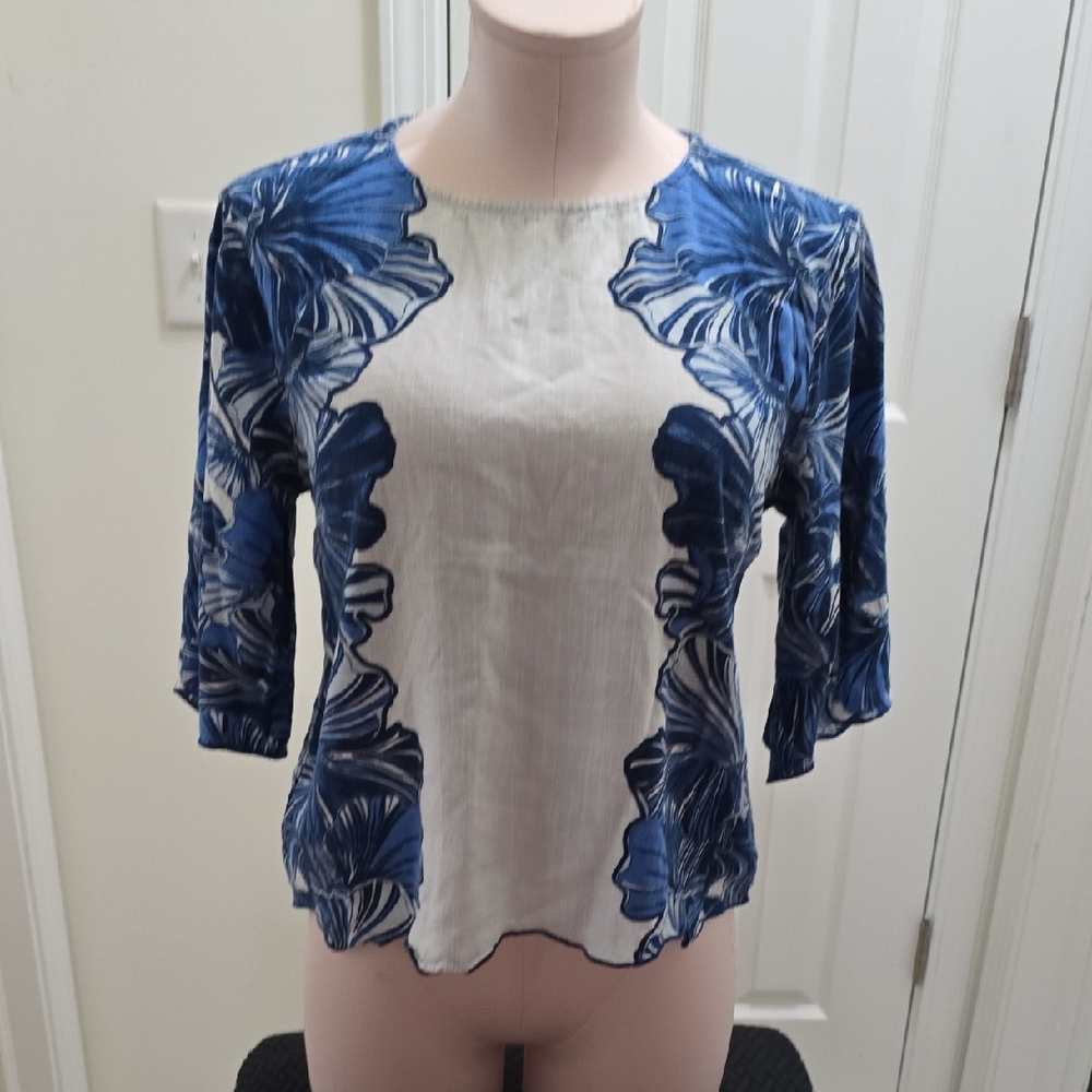 Ann Taylor Factory Blue and White Floral Blouse